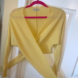Urban outfitters cropped long sleeve yellow wrap around top